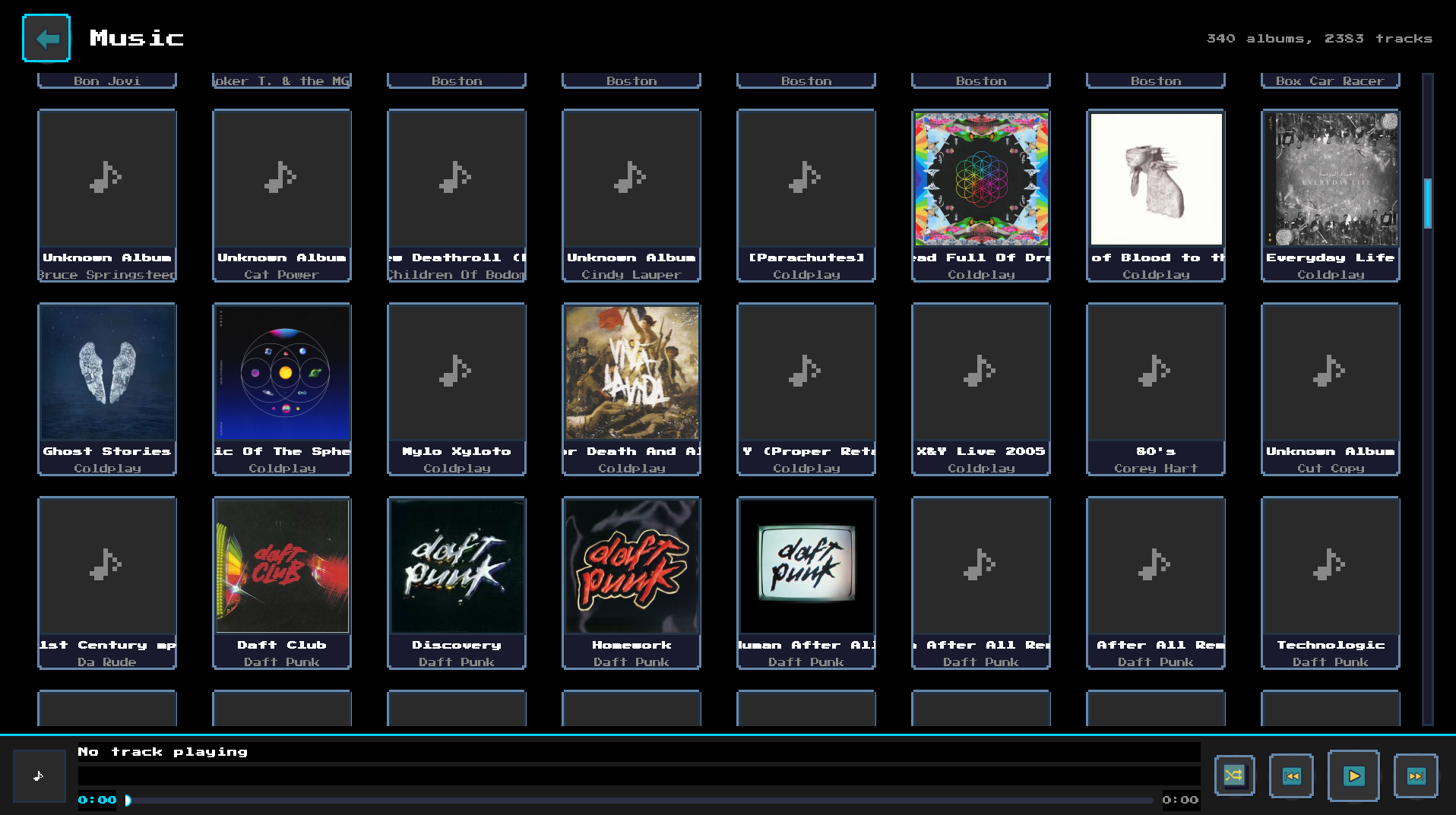 CineBit music player with album grid